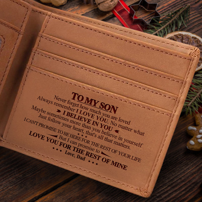 À mon fils, je t'aimerai pour le reste de ma vie - Portefeuille à deux volets - À mon fils, cadeau pour fils, cadeau pour fils de papa et maman, cadeau d'anniversaire pour fils, cadeau de Noël