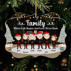 Famille où la vie commence et où l'amour ne finit jamais - Décoration de Noël personnalisée en acrylique en forme de Benelux - Cadeau pour la famille, cadeau de Noël
