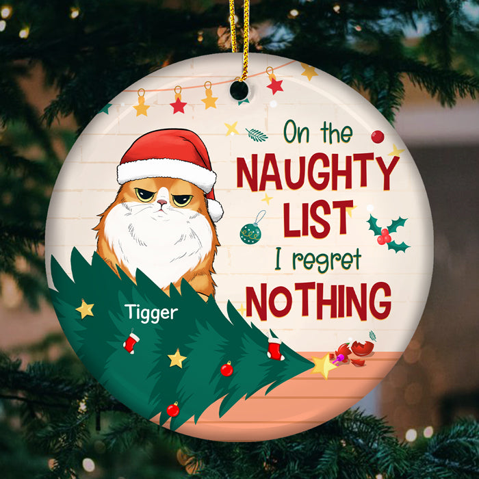 Cher Père Noël, nous avons essayé, nous sommes gentils et coquins ! Décoration personnalisée pour chien et chat, forme ronde en céramique. Téléchargez une image. Cadeau de Noël pour les propriétaires et les amoureux des animaux.