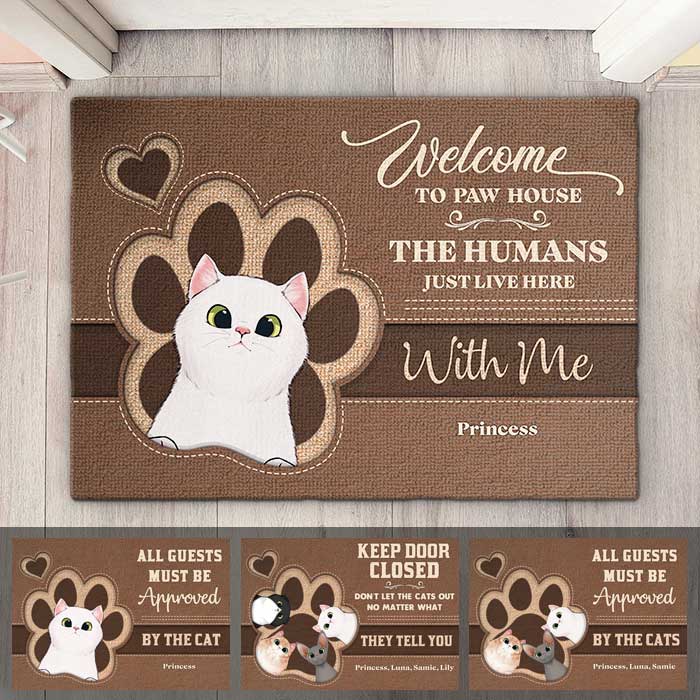 Bienvenue chez Paw House - Tapis décoratif personnalisé - Cadeau pour les amoureux des animaux