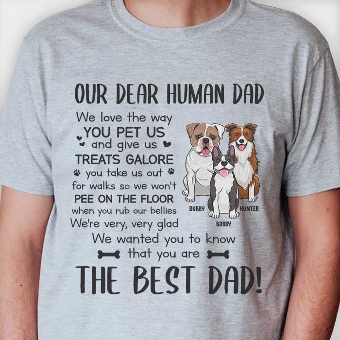 À mon cher papa humain - T-shirt unisexe personnalisé, sweat à capuche - Cadeau pour papa, cadeau pour la fête des pères