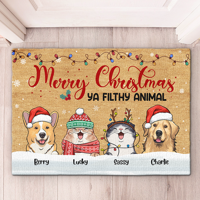 Un petit Noël tout doux - Tapis décoratif personnalisé pour chien et chat - Cadeau de Noël pour les propriétaires et les amoureux des animaux