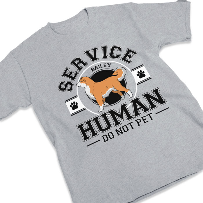 T-shirt unisexe personnalisé « Service Human, Do Not Care » - Cadeau de Noël pour les propriétaires et les amoureux des animaux