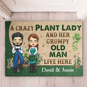 Une folle aux plantes - Tapis décoratif personnalisé - Cadeau pour couple, mari et femme