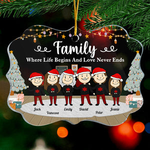 Famille où la vie commence et où l'amour ne finit jamais - Décoration de Noël personnalisée en acrylique en forme de Benelux - Cadeau pour la famille, cadeau de Noël