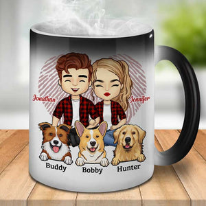 Toi, moi et nos chiens - Mug personnalisé à couleur changeante - Cadeau pour couple, mari et femme