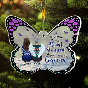 Une fois à mes côtés, pour toujours dans mon cœur - Décoration de Noël personnalisée en acrylique en forme de papillon - Cadeau commémoratif, cadeau de condoléances, cadeau de Noël