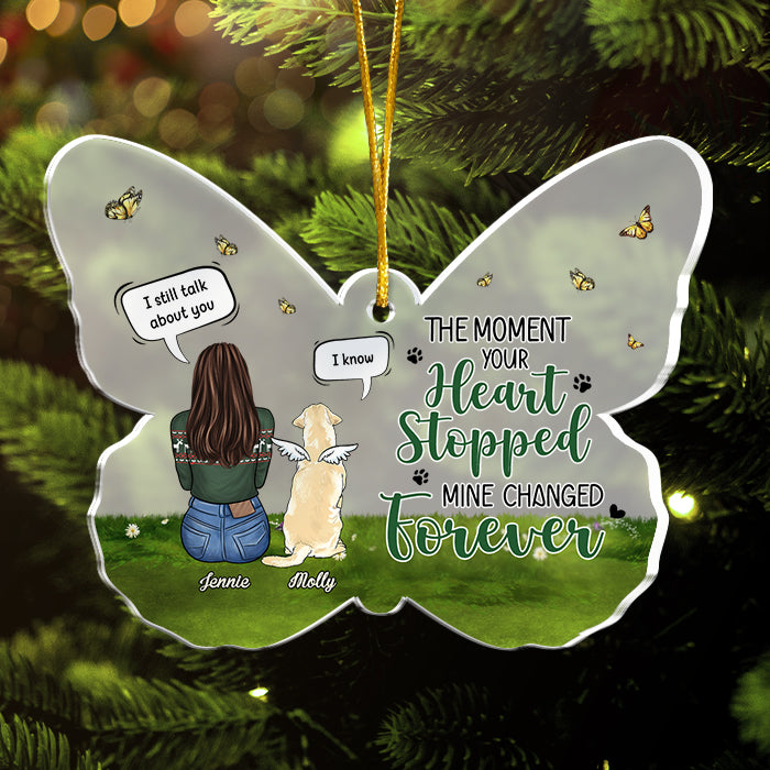 Tu es à jamais dans mon cœur - Décoration de Noël personnalisée en acrylique en forme de papillon - Cadeau commémoratif, cadeau de condoléances, cadeau de Noël