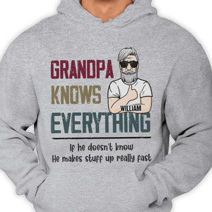 Grand-père sait tout - Cadeau pour papa, grand-père - T-shirt unisexe personnalisé, sweat à capuche