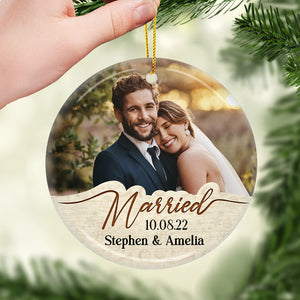 Deux âmes, un cœur - Décoration de Noël personnalisée en céramique ronde avec photo - Télécharger une image, cadeau pour couple, mari et femme, anniversaire, fiançailles, mariage, cadeau de mariage, cadeau de Noël