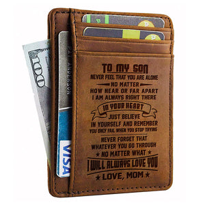 À mon fils, je t'aimerai toujours inconditionnellement - Porte-cartes - À mon fils, cadeau pour fils, cadeau pour fils de papa et maman, cadeau d'anniversaire pour fils, cadeau de Noël
