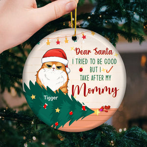 Cher Père Noël, nous avons essayé, nous sommes gentils et coquins ! Décoration personnalisée pour chien et chat, forme ronde en céramique. Téléchargez une image. Cadeau de Noël pour les propriétaires et les amoureux des animaux.