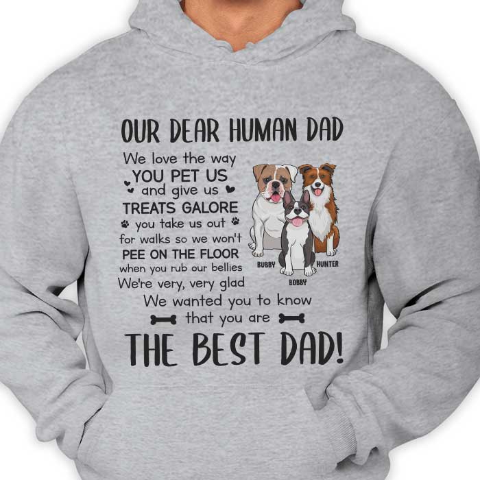 À mon cher papa humain - T-shirt unisexe personnalisé, sweat à capuche - Cadeau pour papa, cadeau pour la fête des pères