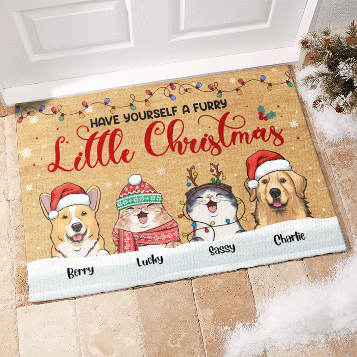 Un petit Noël tout doux - Tapis décoratif personnalisé pour chien et chat - Cadeau de Noël pour les propriétaires et les amoureux des animaux