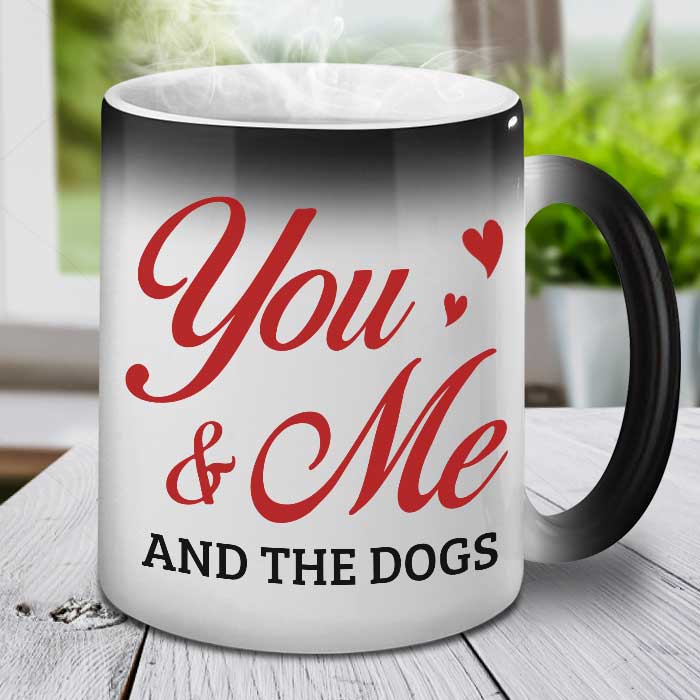 Toi, moi et nos chiens - Mug personnalisé à couleur changeante - Cadeau pour couple, mari et femme