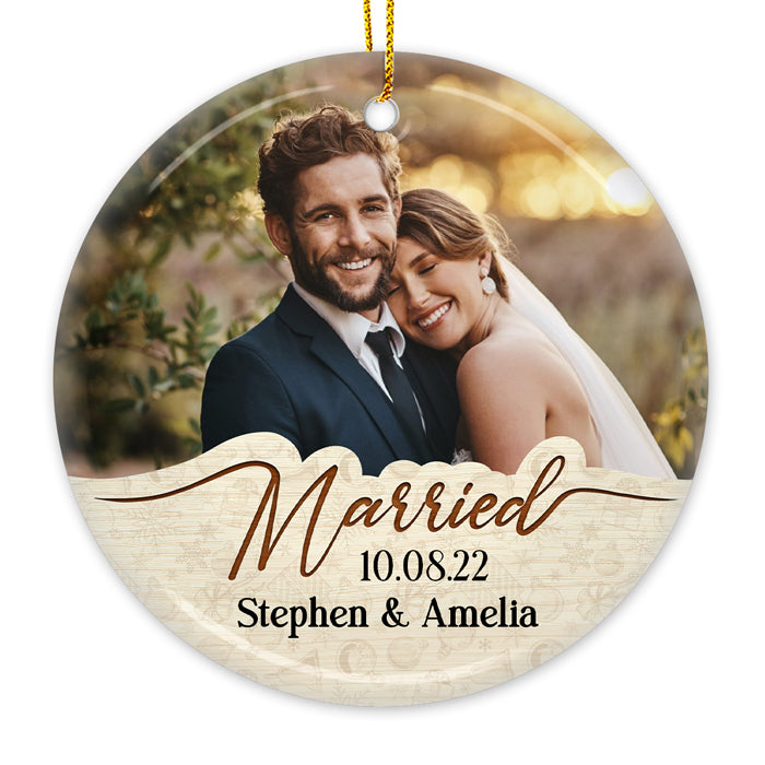 Deux âmes, un cœur - Décoration de Noël personnalisée en céramique ronde avec photo - Télécharger une image, cadeau pour couple, mari et femme, anniversaire, fiançailles, mariage, cadeau de mariage, cadeau de Noël