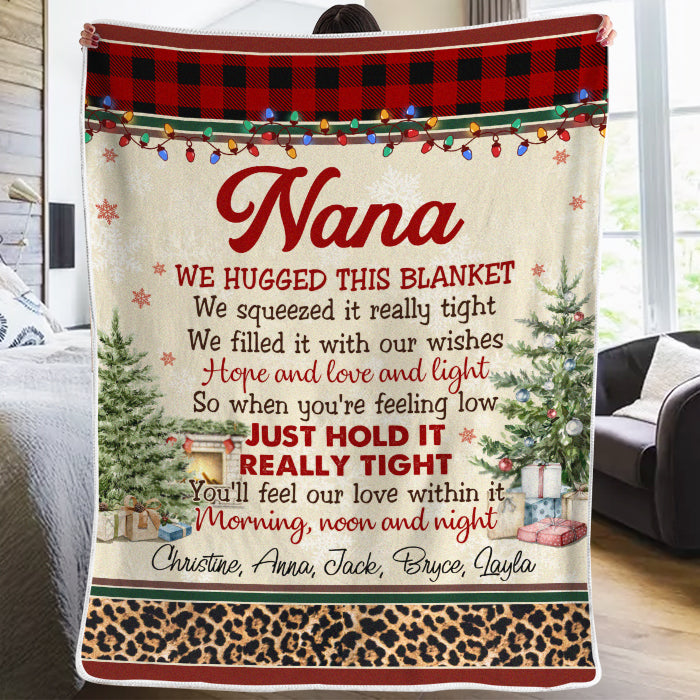 Serrez-le bien fort ! Couverture personnalisée pour la famille ! Cadeau de Noël pour grand-mère