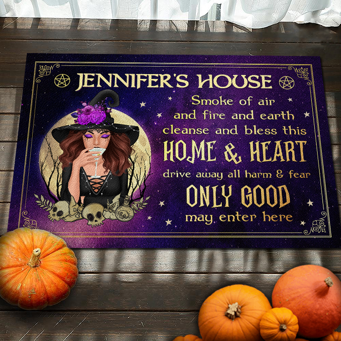 Fumée d'air, de feu et de terre, purifiez et bénissez cette maison et ce foyer - Tapis décoratif de sorcière personnalisé - Cadeau pour sorcières, cadeau pour vous-même, cadeau d'Halloween