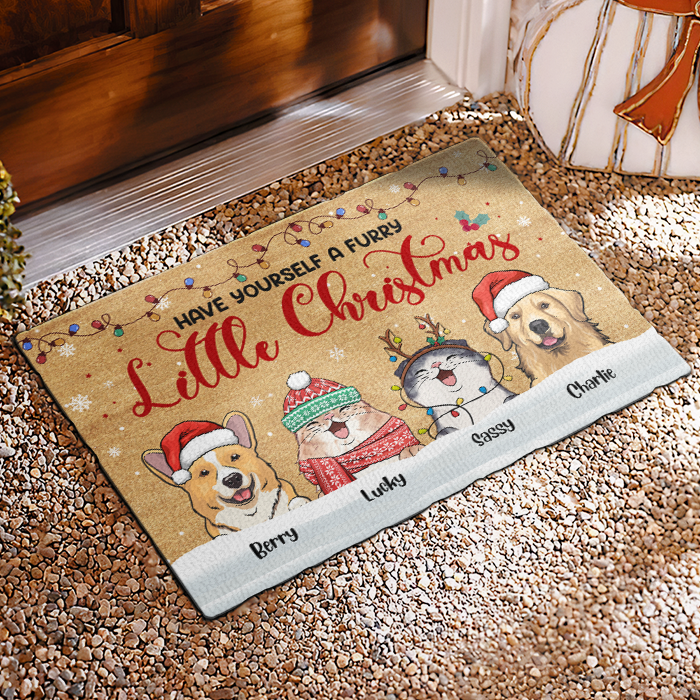 Un petit Noël tout doux - Tapis décoratif personnalisé pour chien et chat - Cadeau de Noël pour les propriétaires et les amoureux des animaux
