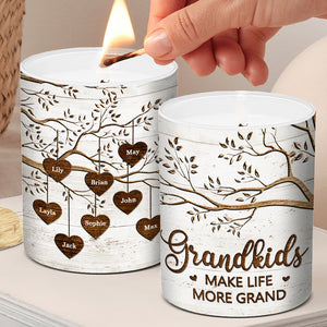 Grandkids Make Life More Grand - Family Personalized Custom Smokeless Scented Candle - Gift For Grandma, Grandpa