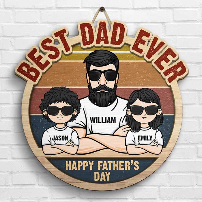 Meilleur papa de tous les temps - Cadeau pour papa, fête des pères - Panneau en bois personnalisé