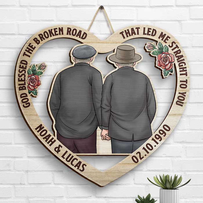 Couple Hugging From Our First Kiss Till Our Last Breath - Gift For Couples, Husband Wife, Personalized Shaped Wood Sign.