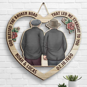 Couple Hugging From Our First Kiss Till Our Last Breath - Gift For Couples, Husband Wife, Personalized Shaped Wood Sign.
