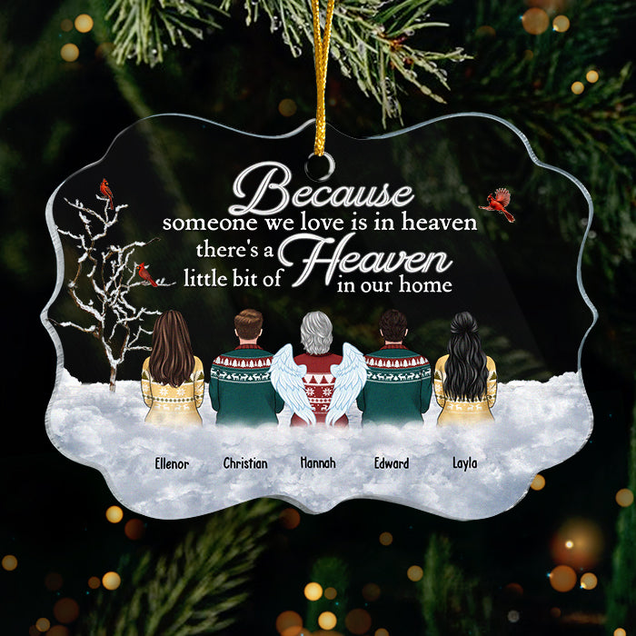 Parce que quelqu'un que nous aimons est au paradis, il y a un petit coin de paradis dans notre maison - Décoration de Noël personnalisée en acrylique en forme de Benelux - Cadeau commémoratif, cadeau de condoléances, cadeau de Noël