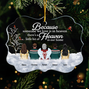 Parce que quelqu'un que nous aimons est au paradis, il y a un petit coin de paradis dans notre maison - Décoration de Noël personnalisée en acrylique en forme de Benelux - Cadeau commémoratif, cadeau de condoléances, cadeau de Noël