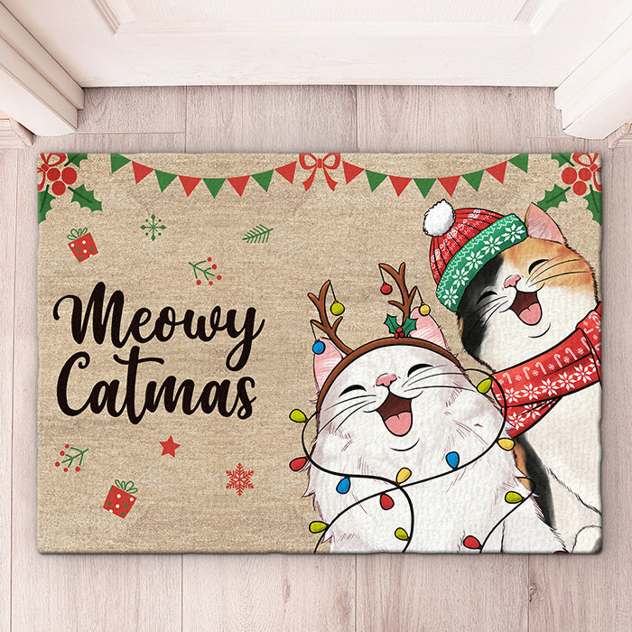 Joyeux Noël, sale animal ! Tapis décoratif personnalisé pour chat ! Cadeau de Noël pour les propriétaires et les amoureux des animaux.