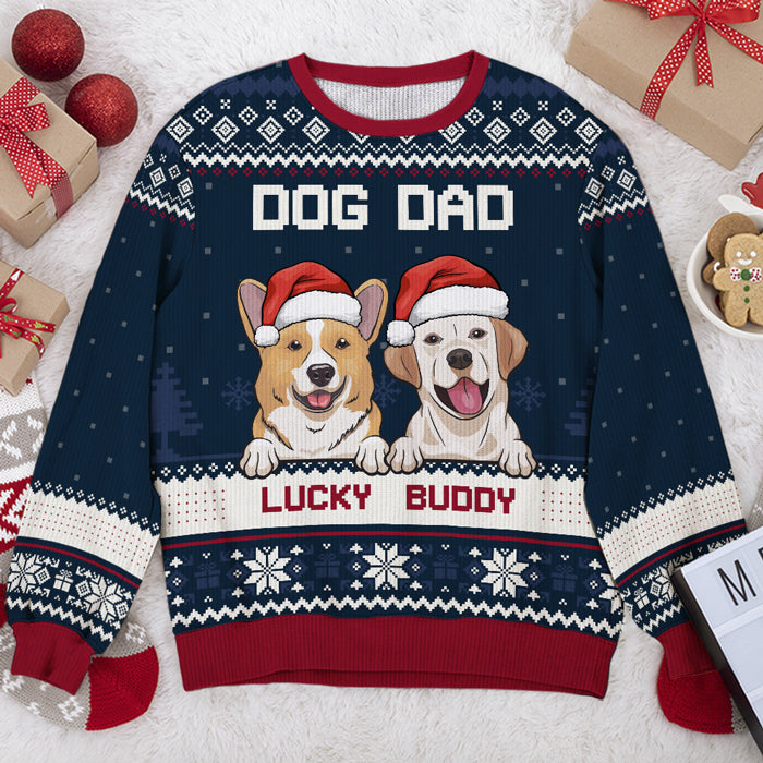 Nous sommes maman et papa à fourrure - Sweat-shirt moche personnalisé pour chien - Pull en laine unisexe - Cadeau de Noël pour propriétaires d'animaux et amoureux des animaux