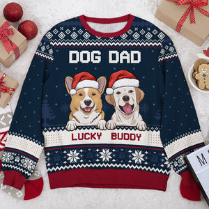 Nous sommes maman et papa à fourrure - Sweat-shirt moche personnalisé pour chien - Pull en laine unisexe - Cadeau de Noël pour propriétaires d'animaux et amoureux des animaux