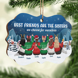 Il y a des sœurs, il y a une famille - Décoration de Noël en bois personnalisée en forme de Benelux - Cadeau pour meilleure amie, meilleure amie, sœur, cadeau d'anniversaire pour meilleure amie et amie, cadeau de Noël