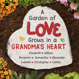 Un jardin d'amour - Pierre de jardin personnalisée - Cadeau pour grand-mère et grands-parents