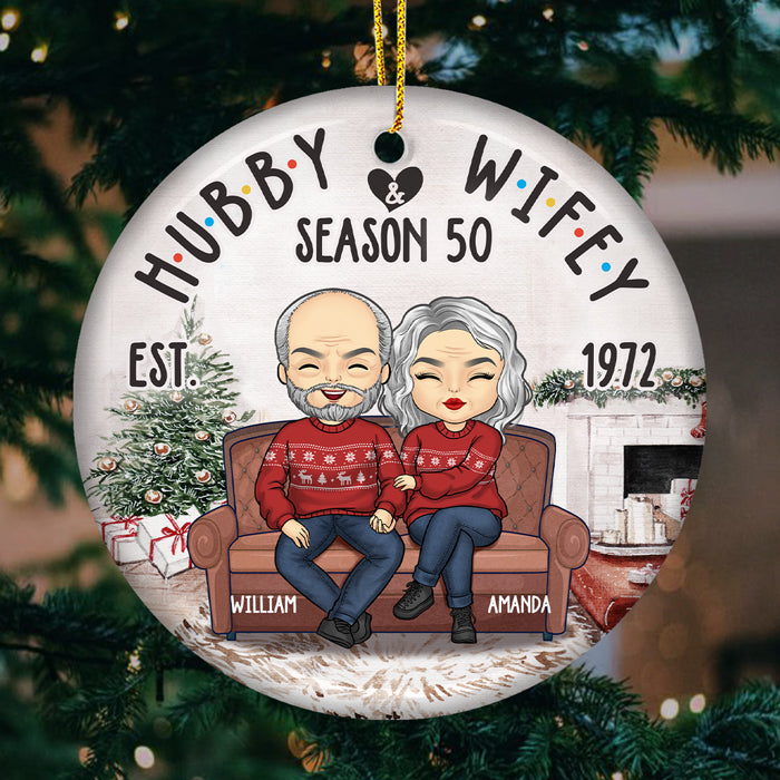 La saison des mariages continue ! Décoration personnalisée pour couple - Forme ronde en céramique - Cadeau de Noël pour mari et femme, anniversaire