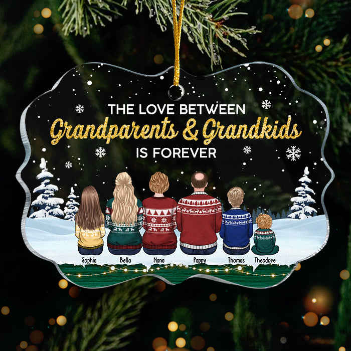 L'amour entre grands-parents et petits-enfants est éternel - Décoration de Noël personnalisée en acrylique en forme de Benelux - Cadeau pour grands-parents, cadeau pour la famille, cadeau de Noël