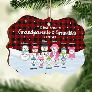 L'amour entre grands-parents et petits-enfants Bonhomme de neige - Décoration de Noël en bois personnalisée en forme de Benelux - Cadeau pour grands-parents, cadeau de Noël
