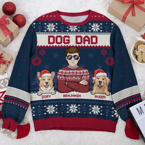 Je suis un papa chien, une maman chien, bleu marine, vert, noir, rouge - Sweat-shirt moche personnalisé pour chien - Pull en laine unisexe - Cadeau de Noël pour les propriétaires d'animaux et les amoureux des animaux