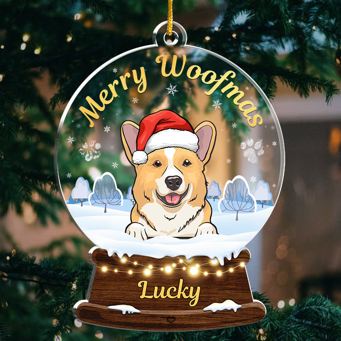 Meowy Woofmas - Décoration personnalisée pour chien et chat - Boule à neige en acrylique - Cadeau de Noël pour les propriétaires et les amoureux des animaux
