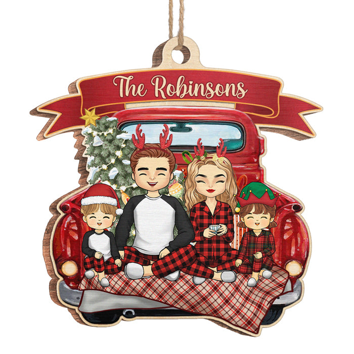 La joie de Noël est familiale - Décoration familiale personnalisée - Forme unique en bois - Cadeau de Noël pour les membres de la famille