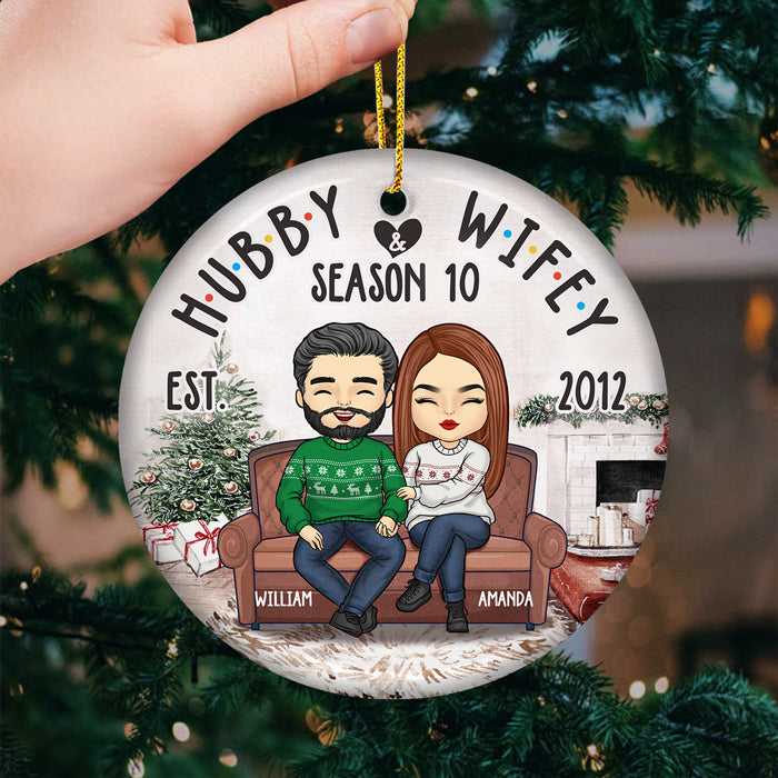 La saison des mariages continue ! Décoration personnalisée pour couple - Forme ronde en céramique - Cadeau de Noël pour mari et femme, anniversaire