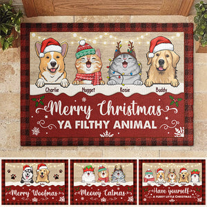 Joyeux Noël, espèce de sale animal ! Tapis décoratif personnalisé pour chien et chat ! Cadeau de Noël pour les propriétaires et les amoureux des animaux.