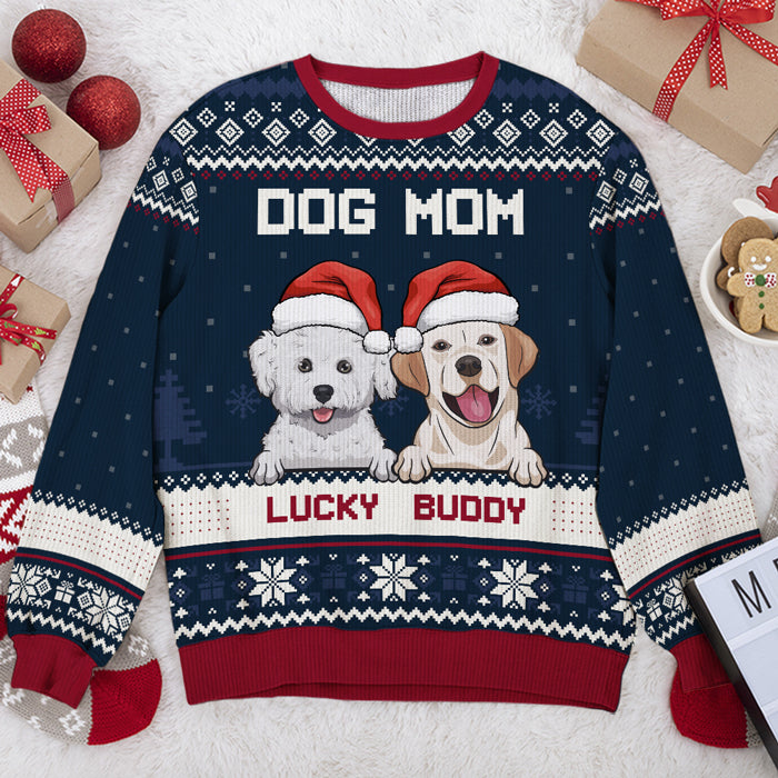 Nous sommes maman et papa à fourrure - Sweat-shirt moche personnalisé pour chien - Pull en laine unisexe - Cadeau de Noël pour propriétaires d'animaux et amoureux des animaux