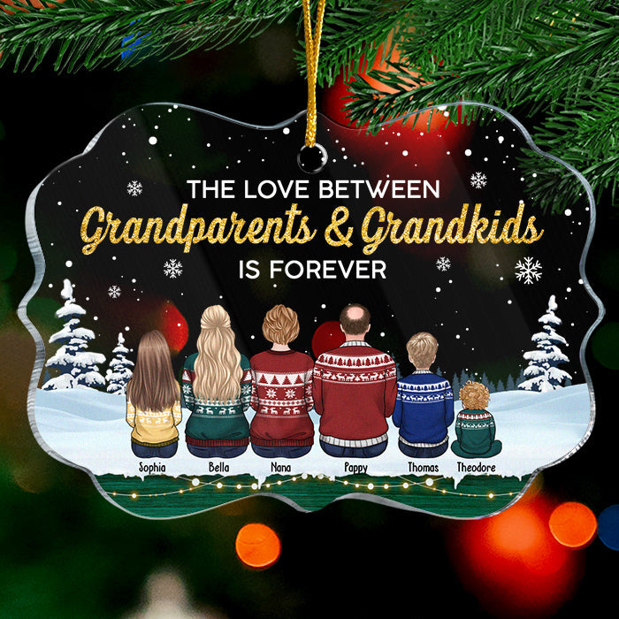 L'amour entre grands-parents et petits-enfants est éternel - Décoration de Noël personnalisée en acrylique en forme de Benelux - Cadeau pour grands-parents, cadeau pour la famille, cadeau de Noël