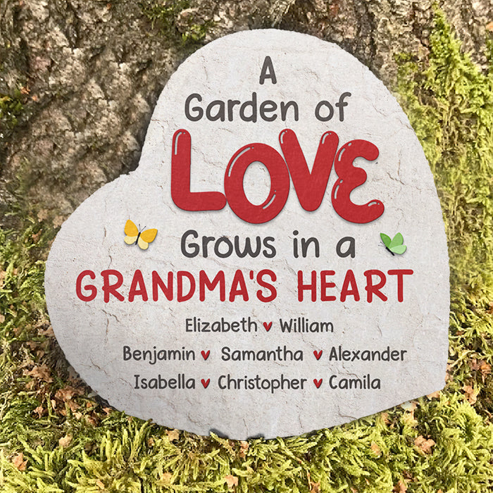 Un jardin d'amour - Pierre de jardin personnalisée - Cadeau pour grand-mère et grands-parents
