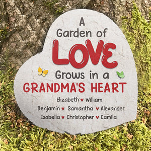 Un jardin d'amour - Pierre de jardin personnalisée - Cadeau pour grand-mère et grands-parents