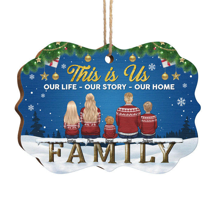 Notre vie, notre histoire, notre maison - Décoration de Noël en bois personnalisée en forme de Benelux - Cadeau pour la famille, cadeau de Noël