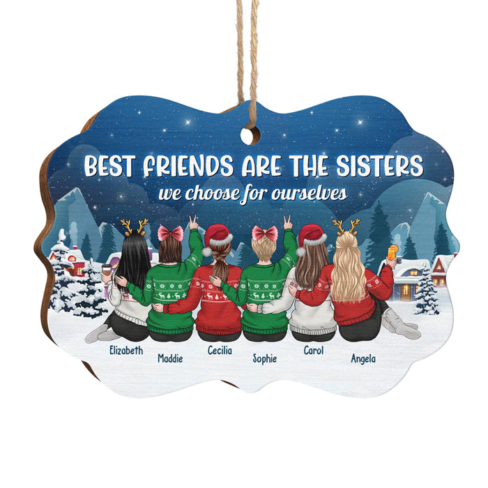 Il y a des sœurs, il y a une famille - Décoration de Noël en bois personnalisée en forme de Benelux - Cadeau pour meilleure amie, meilleure amie, sœur, cadeau d'anniversaire pour meilleure amie et amie, cadeau de Noël