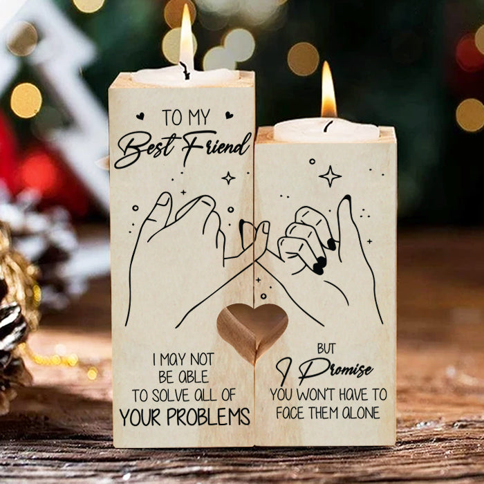Vous n'aurez pas à affronter les problèmes seul(e) - Bougeoir Bestie - Cadeau de Noël pour meilleures amies, meilleures amies, sœurs
