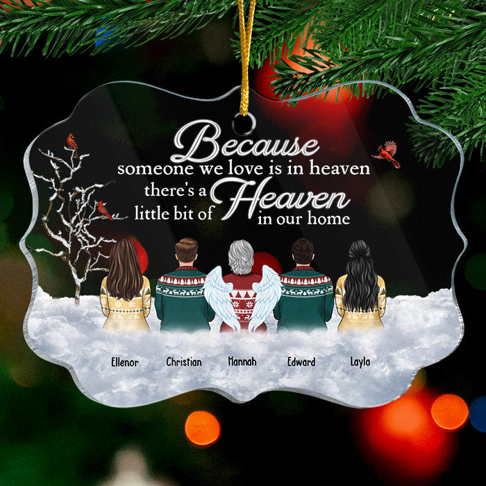 Parce que quelqu'un que nous aimons est au paradis, il y a un petit coin de paradis dans notre maison - Décoration de Noël personnalisée en acrylique en forme de Benelux - Cadeau commémoratif, cadeau de condoléances, cadeau de Noël